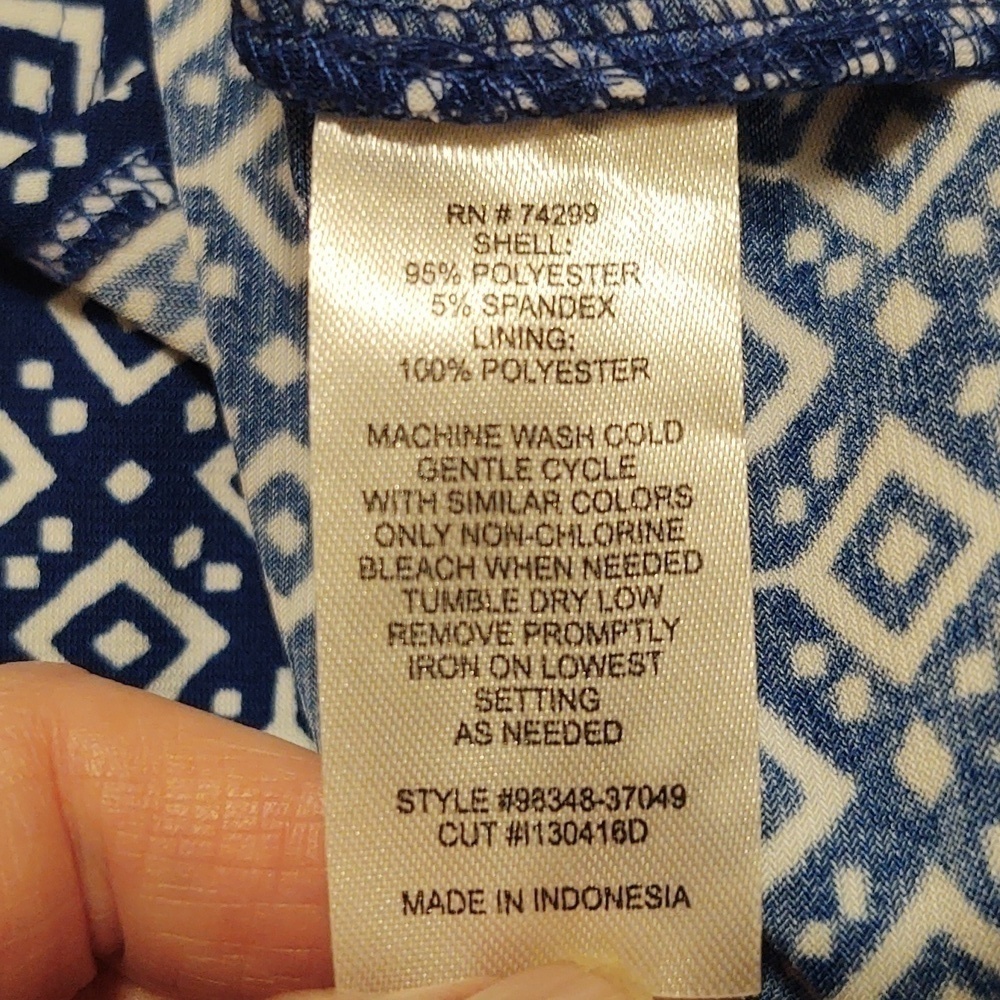 Enfocus Women Blue and White Sleeveless Dress - Picture 8 of 12